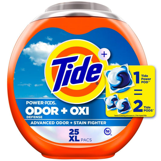 Tide Ultra OXI Power PODS with Odor Eliminators Laundry Detergent Pacs, HE Compatible, Works on Visible and Invisible Dirt, 45 Count Pacs