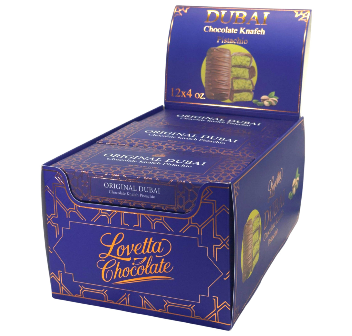 Lovetta Dubai Chocolate Bar Pistachio Knafeh - Luxury Rich Milk Chocolate, Individually Wrapped Fresh, Premium Pistachio Cream Kataifi Filling (1 Pack)
