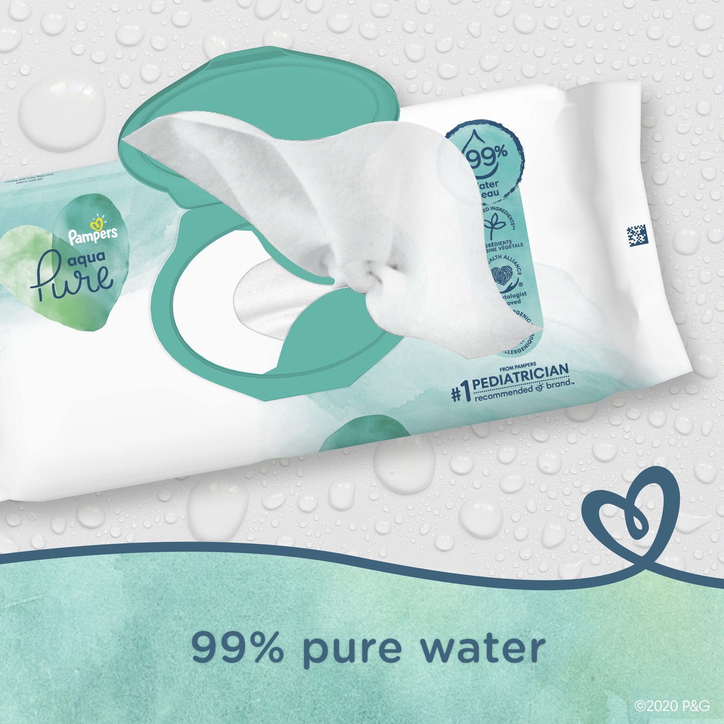 Pampers Baby Wipes Aqua Pure, 99% water-based wipes, Hypoallergenic and Unscented Baby Wipes, 672 Wipes Total (12 Flip-Top Packs)