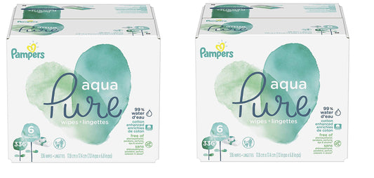 Pampers Baby Wipes Aqua Pure, 99% water-based wipes, Hypoallergenic and Unscented Baby Wipes, 672 Wipes Total (12 Flip-Top Packs)