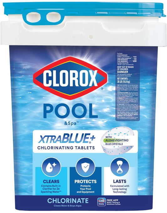 Clorox Pool&Spa XTRABLUE 3” Chlorinating Tablets, Individually Wrapped, Kills Bacteria & Stops Algae (5 LB)