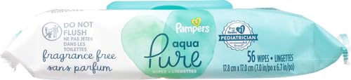 Pampers Baby Wipes Aqua Pure, 99% water-based wipes, Hypoallergenic and Unscented Baby Wipes, 672 Wipes Total (12 Flip-Top Packs)