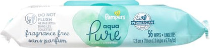 Pampers Baby Wipes Aqua Pure, 99% water-based wipes, Hypoallergenic and Unscented Baby Wipes, 672 Wipes Total (12 Flip-Top Packs)