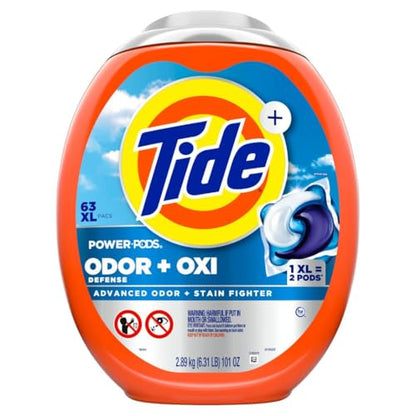 Tide Ultra OXI Power PODS with Odor Eliminators Laundry Detergent Pacs, HE Compatible, Works on Visible and Invisible Dirt, 45 Count Pacs