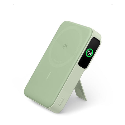 Anker MagGo Power Bank, Qi2 Certified 15W Ultra-Fast MagSafe-Compatible Portable Charger, 10,000mAh Battery Pack with Smart Display & Foldable Stand, For iPhone 15/14/13 Only (USB-C Cable Included)