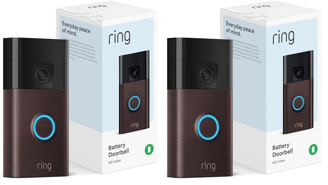 Ring Battery Doorbell (newest model), Home or business security with Head-to-Toe video, Live View with Two-Way Talk, and Motion Detection & Alerts, Satin Nickel