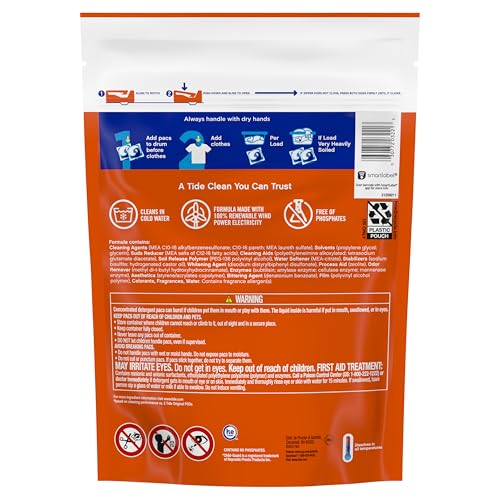 Tide Ultra OXI Power PODS with Odor Eliminators Laundry Detergent Pacs, HE Compatible, Works on Visible and Invisible Dirt, 45 Count Pacs
