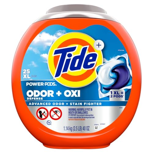 Tide Ultra OXI Power PODS with Odor Eliminators Laundry Detergent Pacs, HE Compatible, Works on Visible and Invisible Dirt, 45 Count Pacs