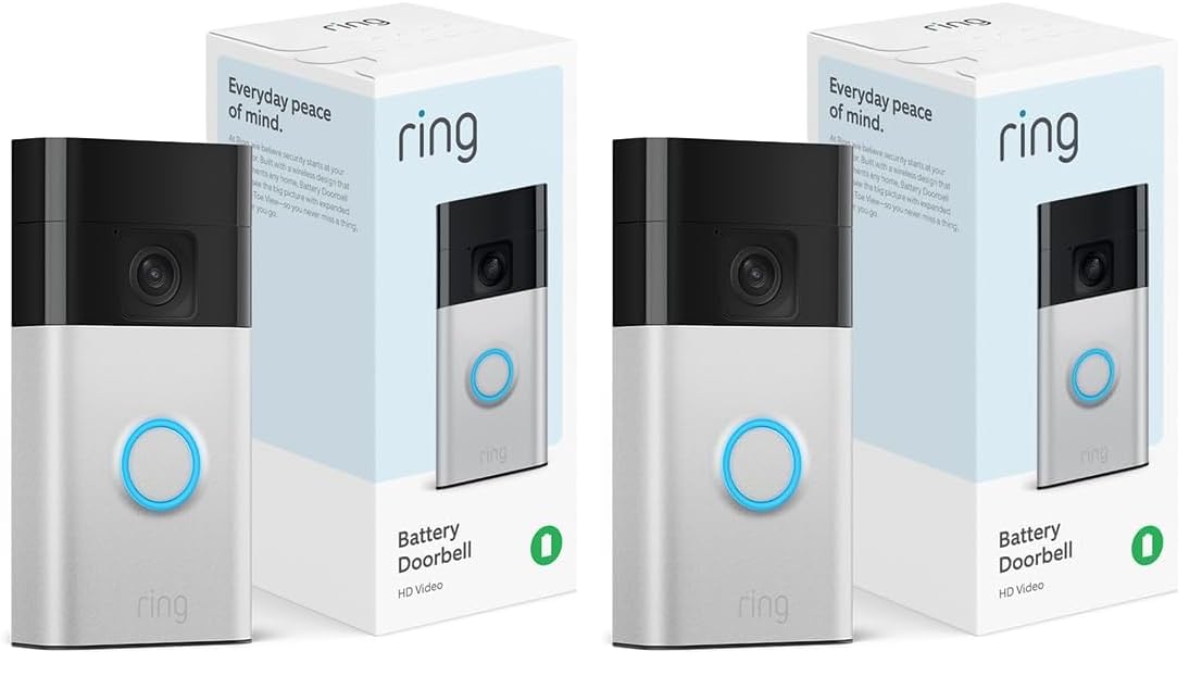 Ring Battery Doorbell (newest model), Home or business security with Head-to-Toe video, Live View with Two-Way Talk, and Motion Detection & Alerts, Satin Nickel