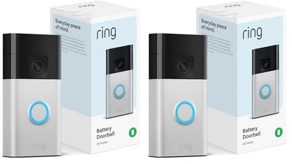 Ring Battery Doorbell (newest model), Home or business security with Head-to-Toe video, Live View with Two-Way Talk, and Motion Detection & Alerts, Satin Nickel