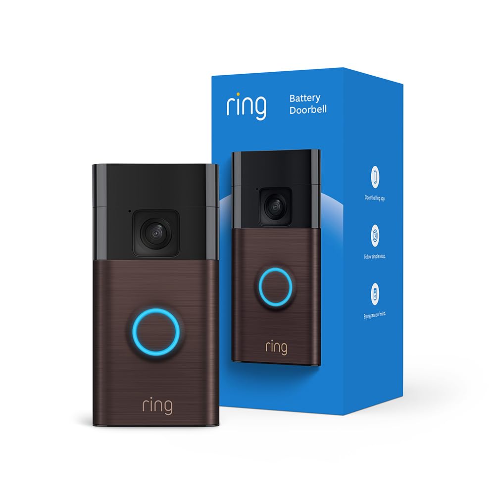 Ring Battery Doorbell (newest model), Home or business security with Head-to-Toe video, Live View with Two-Way Talk, and Motion Detection & Alerts, Satin Nickel