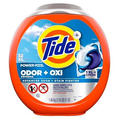 Tide Ultra OXI Power PODS with Odor Eliminators Laundry Detergent Pacs, HE Compatible, Works on Visible and Invisible Dirt, 45 Count Pacs