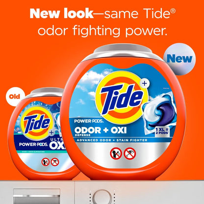 Tide Ultra OXI Power PODS with Odor Eliminators Laundry Detergent Pacs, HE Compatible, Works on Visible and Invisible Dirt, 45 Count Pacs