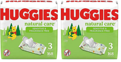 Huggies Natural Care Sensitive Baby Wipes, Unscented, Hypoallergenic, 99% Purified Water, 12 Flip-Top Packs (768 Wipes Total), Packaging May Vary