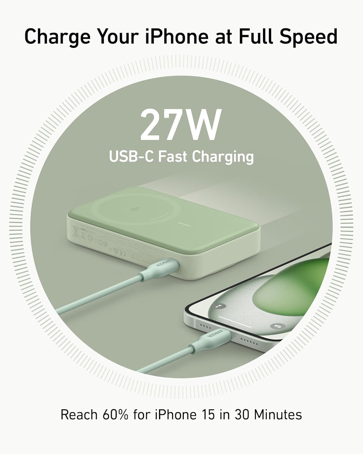 Anker MagGo Power Bank, Qi2 Certified 15W Ultra-Fast MagSafe-Compatible Portable Charger, 10,000mAh Battery Pack with Smart Display & Foldable Stand, For iPhone 15/14/13 Only (USB-C Cable Included)