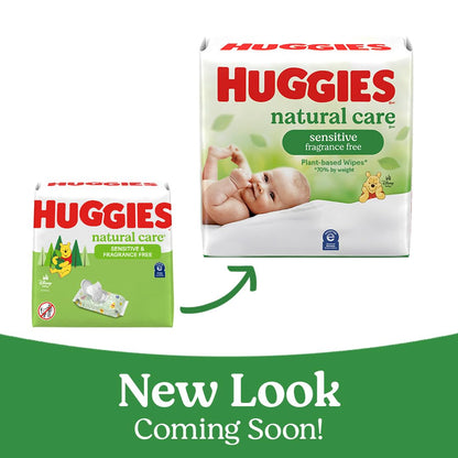 Huggies Natural Care Sensitive Baby Wipes, Unscented, Hypoallergenic, 99% Purified Water, 12 Flip-Top Packs (768 Wipes Total), Packaging May Vary