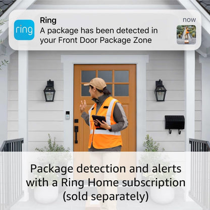 Ring Battery Doorbell (newest model), Home or business security with Head-to-Toe video, Live View with Two-Way Talk, and Motion Detection & Alerts, Satin Nickel