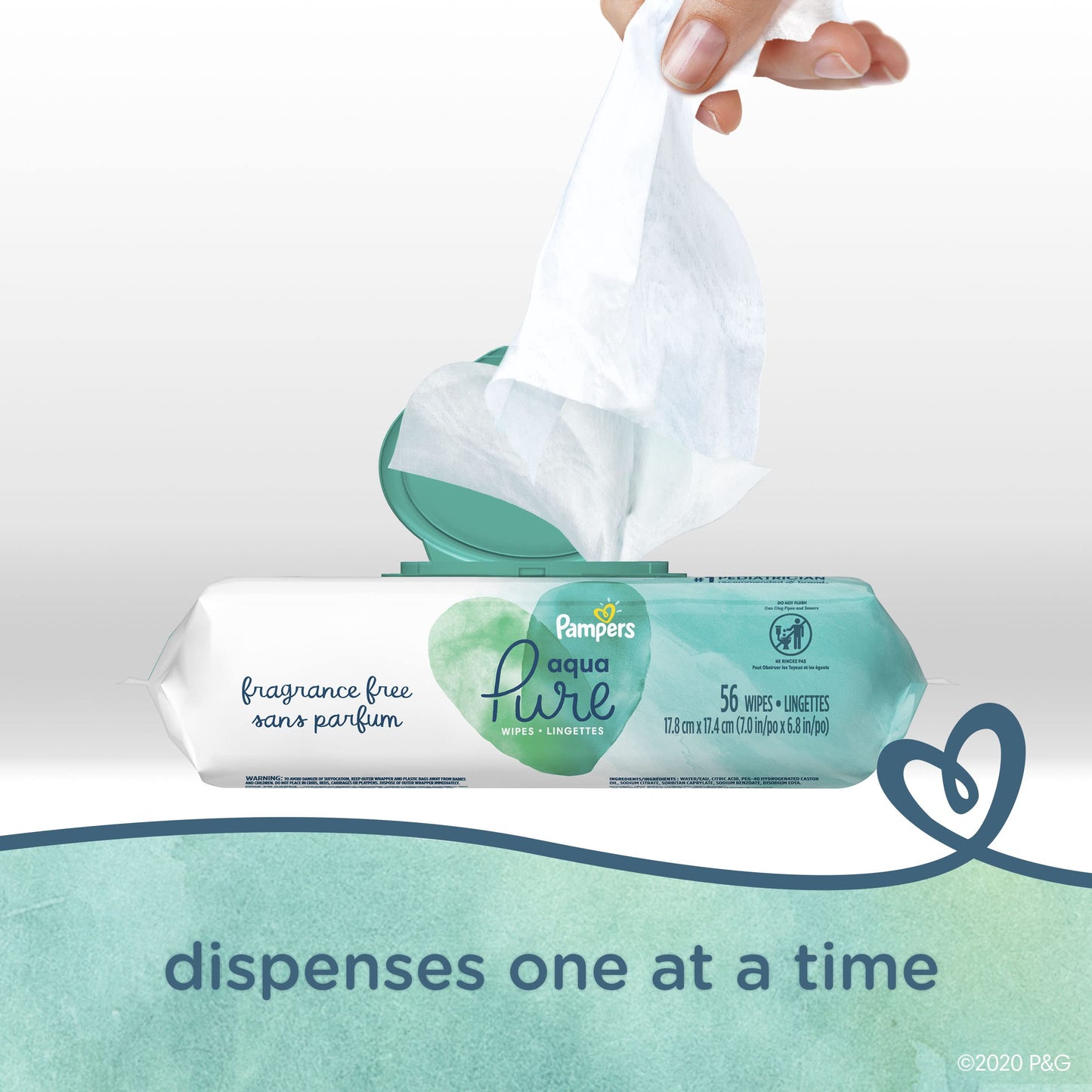 Pampers Baby Wipes Aqua Pure, 99% water-based wipes, Hypoallergenic and Unscented Baby Wipes, 672 Wipes Total (12 Flip-Top Packs)