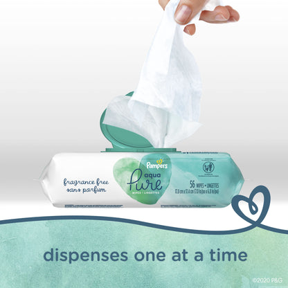 Pampers Baby Wipes Aqua Pure, 99% water-based wipes, Hypoallergenic and Unscented Baby Wipes, 672 Wipes Total (12 Flip-Top Packs)