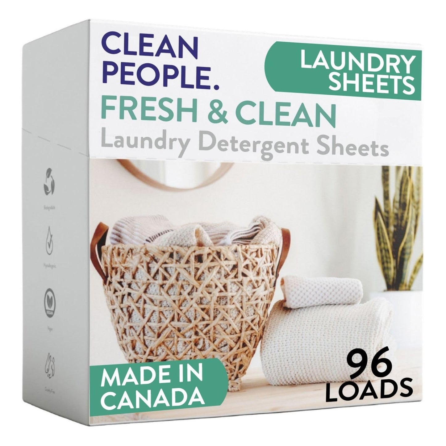 The Clean People Laundry Detergent Sheets - Laundry Soap - Ultra Concentrated, Recyclable Packaging, Stain Fighting - Fresh Scent, 32 Pack