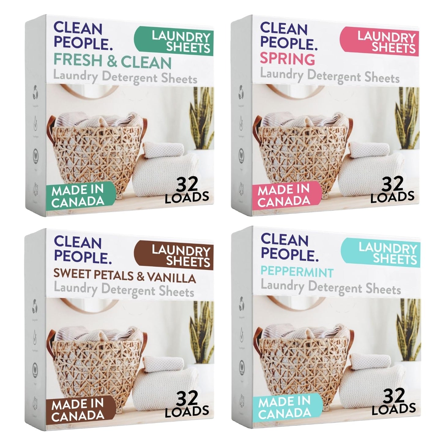 The Clean People Laundry Detergent Sheets - Laundry Soap - Ultra Concentrated, Recyclable Packaging, Stain Fighting - Fresh Scent, 32 Pack