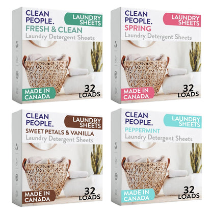 The Clean People Laundry Detergent Sheets - Laundry Soap - Ultra Concentrated, Recyclable Packaging, Stain Fighting - Fresh Scent, 32 Pack