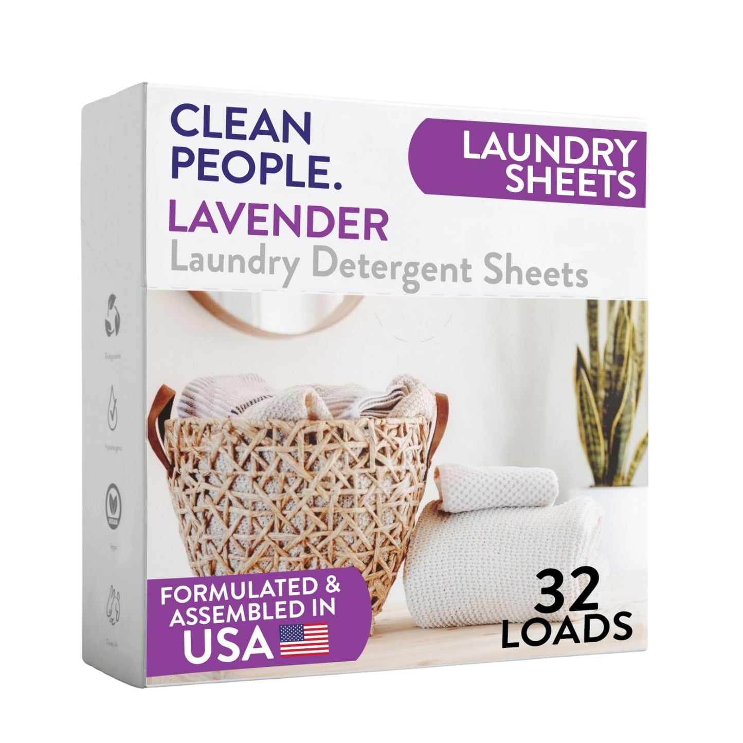The Clean People Laundry Detergent Sheets - Laundry Soap - Ultra Concentrated, Recyclable Packaging, Stain Fighting - Fresh Scent, 32 Pack