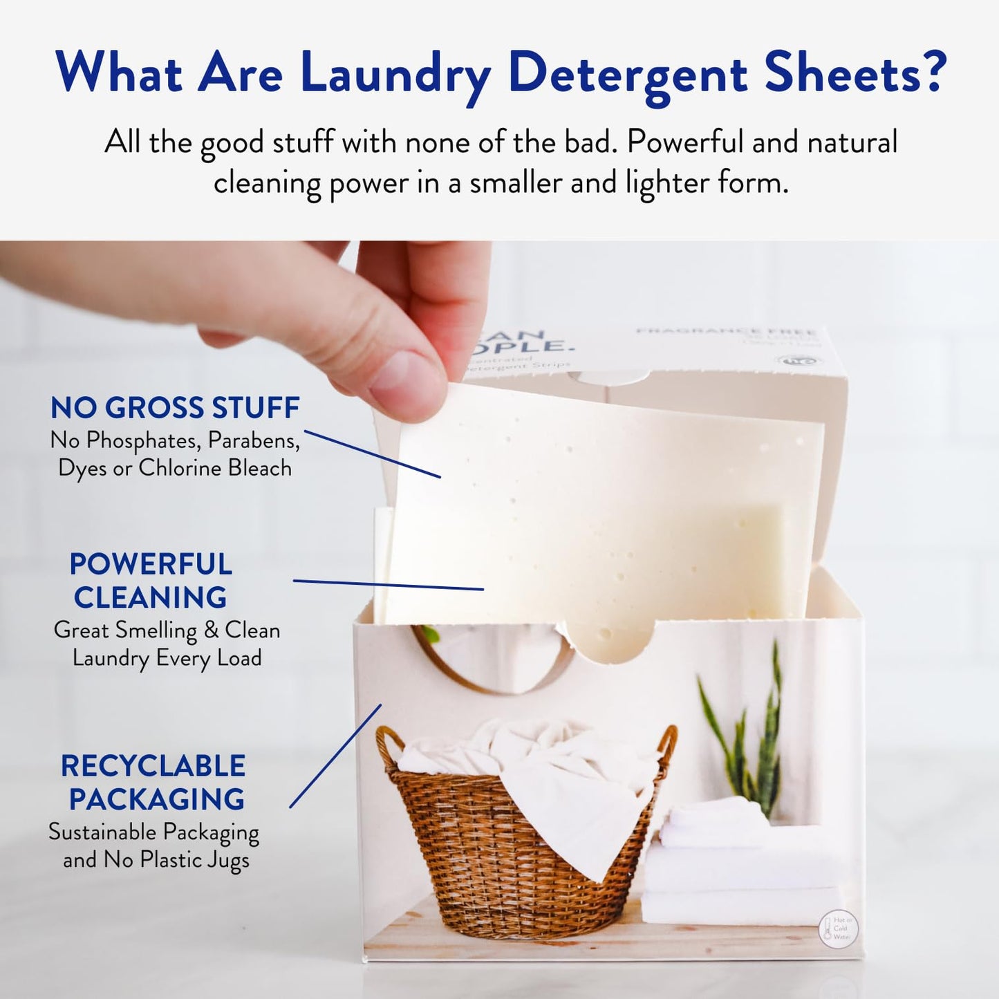 The Clean People Laundry Detergent Sheets - Laundry Soap - Ultra Concentrated, Recyclable Packaging, Stain Fighting - Fresh Scent, 32 Pack