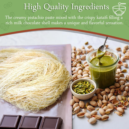Lovetta Dubai Chocolate Bar Pistachio Knafeh - Luxury Rich Milk Chocolate, Individually Wrapped Fresh, Premium Pistachio Cream Kataifi Filling (1 Pack)