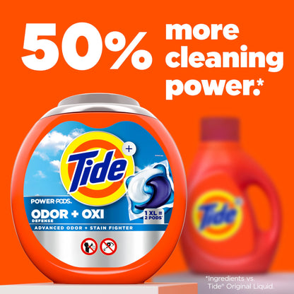 Tide Ultra OXI Power PODS with Odor Eliminators Laundry Detergent Pacs, HE Compatible, Works on Visible and Invisible Dirt, 45 Count Pacs