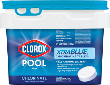 Clorox Pool&Spa XTRABLUE 3” Chlorinating Tablets, Individually Wrapped, Kills Bacteria & Stops Algae (5 LB)