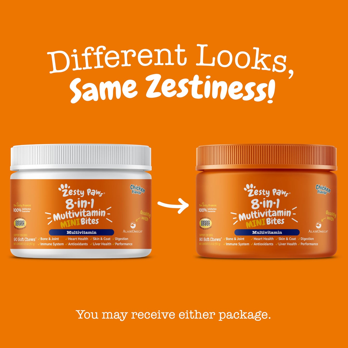 Zesty Paws Multivitamin Treats for Dogs, Glucosamine Chondroitin Joint Support + Digestive Enzymes & Probiotics, Grain Free Dog Vitamins and Supplements for Skin & Coat, Peanut Butter - 90ct