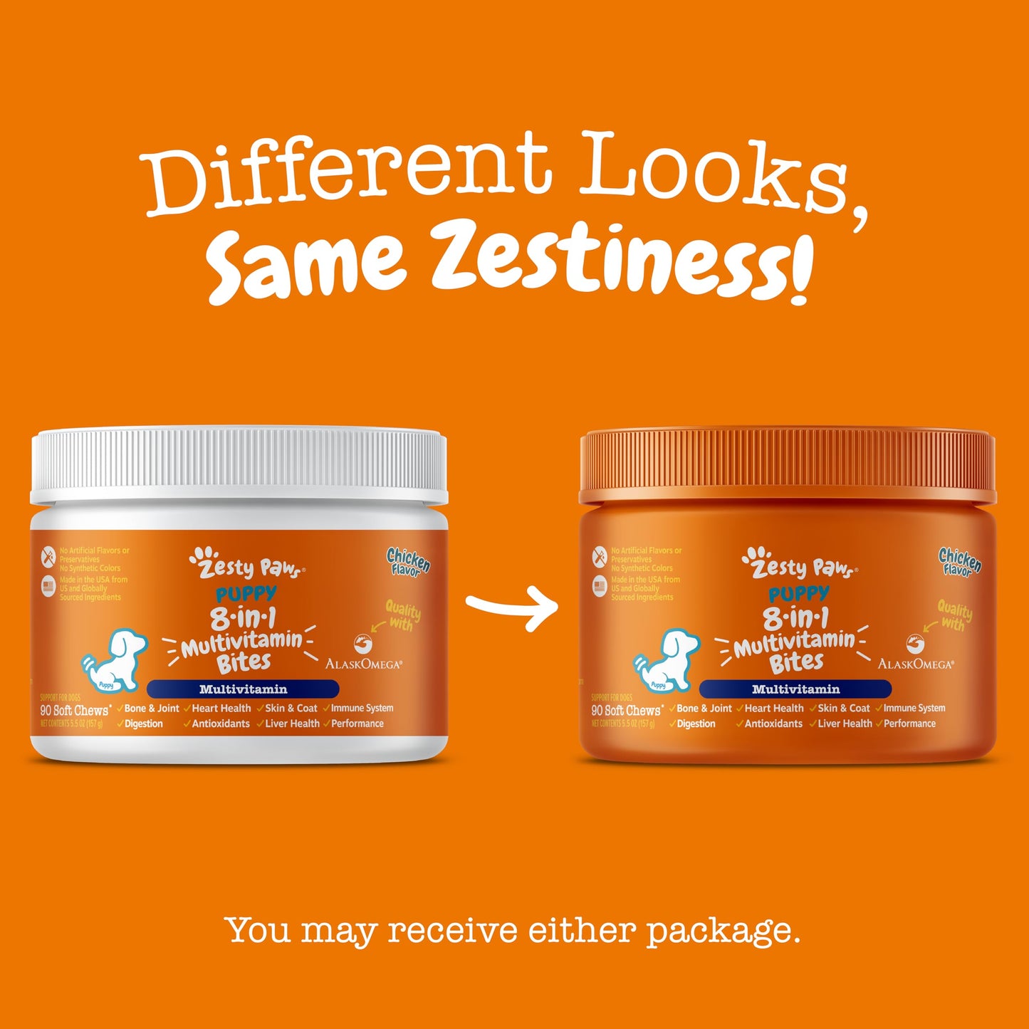 Zesty Paws Multivitamin Treats for Dogs, Glucosamine Chondroitin Joint Support + Digestive Enzymes & Probiotics, Grain Free Dog Vitamins and Supplements for Skin & Coat, Peanut Butter - 90ct