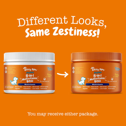 Zesty Paws Multivitamin Treats for Dogs, Glucosamine Chondroitin Joint Support + Digestive Enzymes & Probiotics, Grain Free Dog Vitamins and Supplements for Skin & Coat, Peanut Butter - 90ct