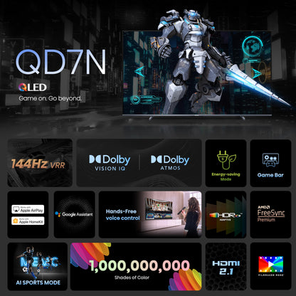 Hisense 100-Inch Class QD7 Series QLED 4K UHD Google Smart TV (100QD7N, 2024 Model) - QLED, Native 144Hz, Motion Rate 240, Direct Full Array, Game Mode Pro, Alexa Compatibility