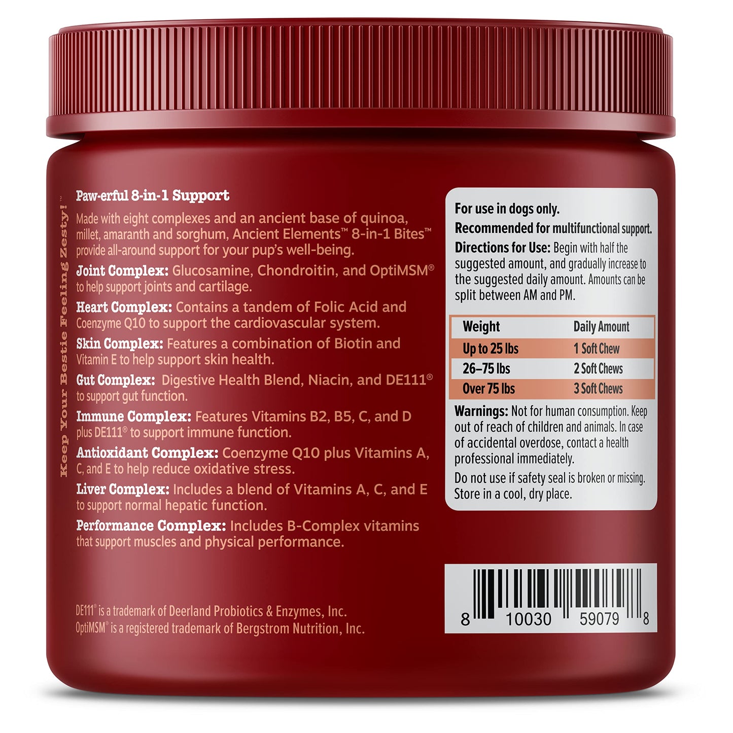 Zesty Paws Multivitamin Treats for Dogs, Glucosamine Chondroitin Joint Support + Digestive Enzymes & Probiotics, Grain Free Dog Vitamins and Supplements for Skin & Coat, Peanut Butter - 90ct