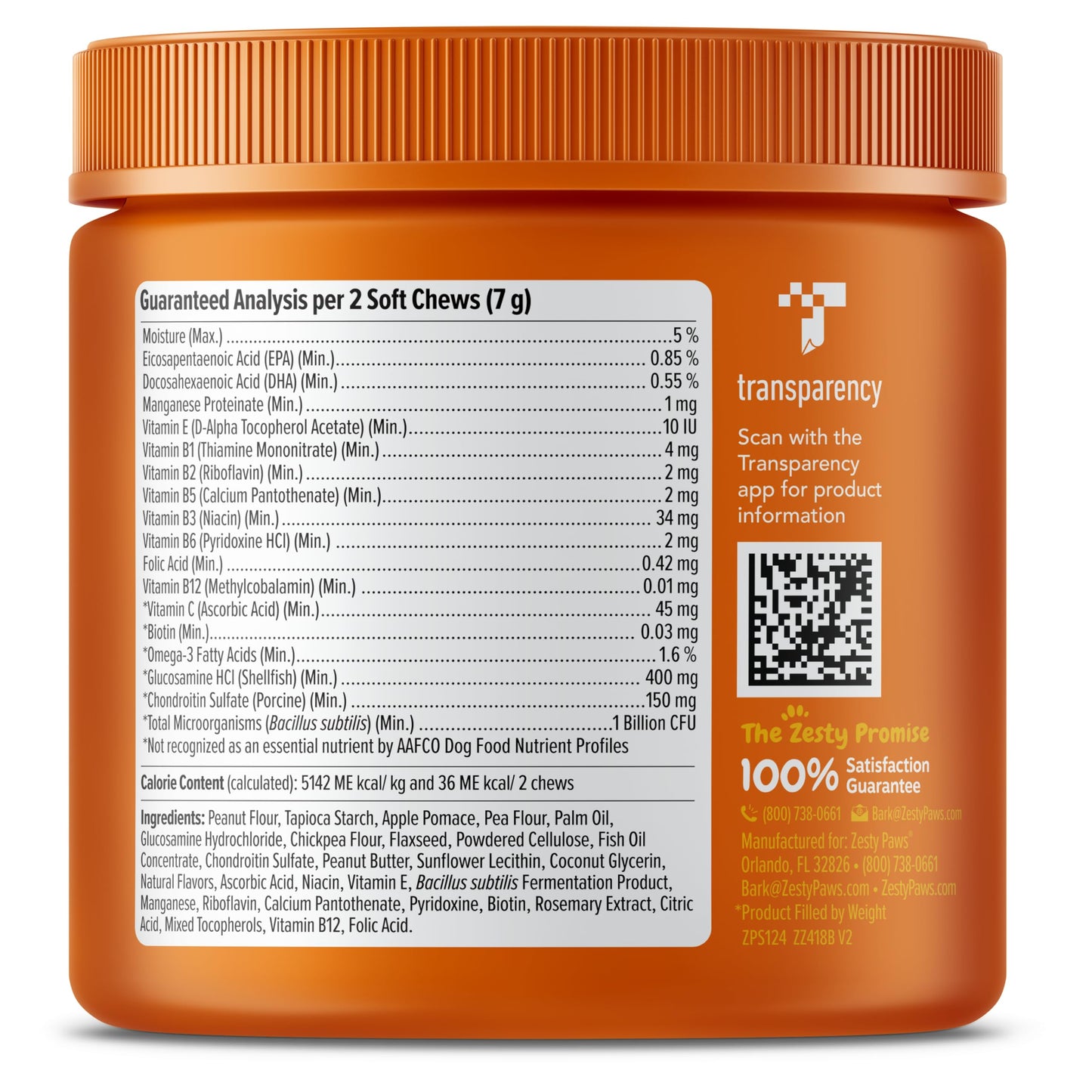 Zesty Paws Multivitamin Treats for Dogs, Glucosamine Chondroitin Joint Support + Digestive Enzymes & Probiotics, Grain Free Dog Vitamins and Supplements for Skin & Coat, Peanut Butter - 90ct