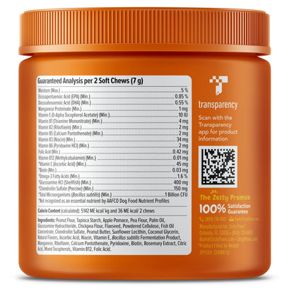 Zesty Paws Multivitamin Treats for Dogs, Glucosamine Chondroitin Joint Support + Digestive Enzymes & Probiotics, Grain Free Dog Vitamins and Supplements for Skin & Coat, Peanut Butter - 90ct