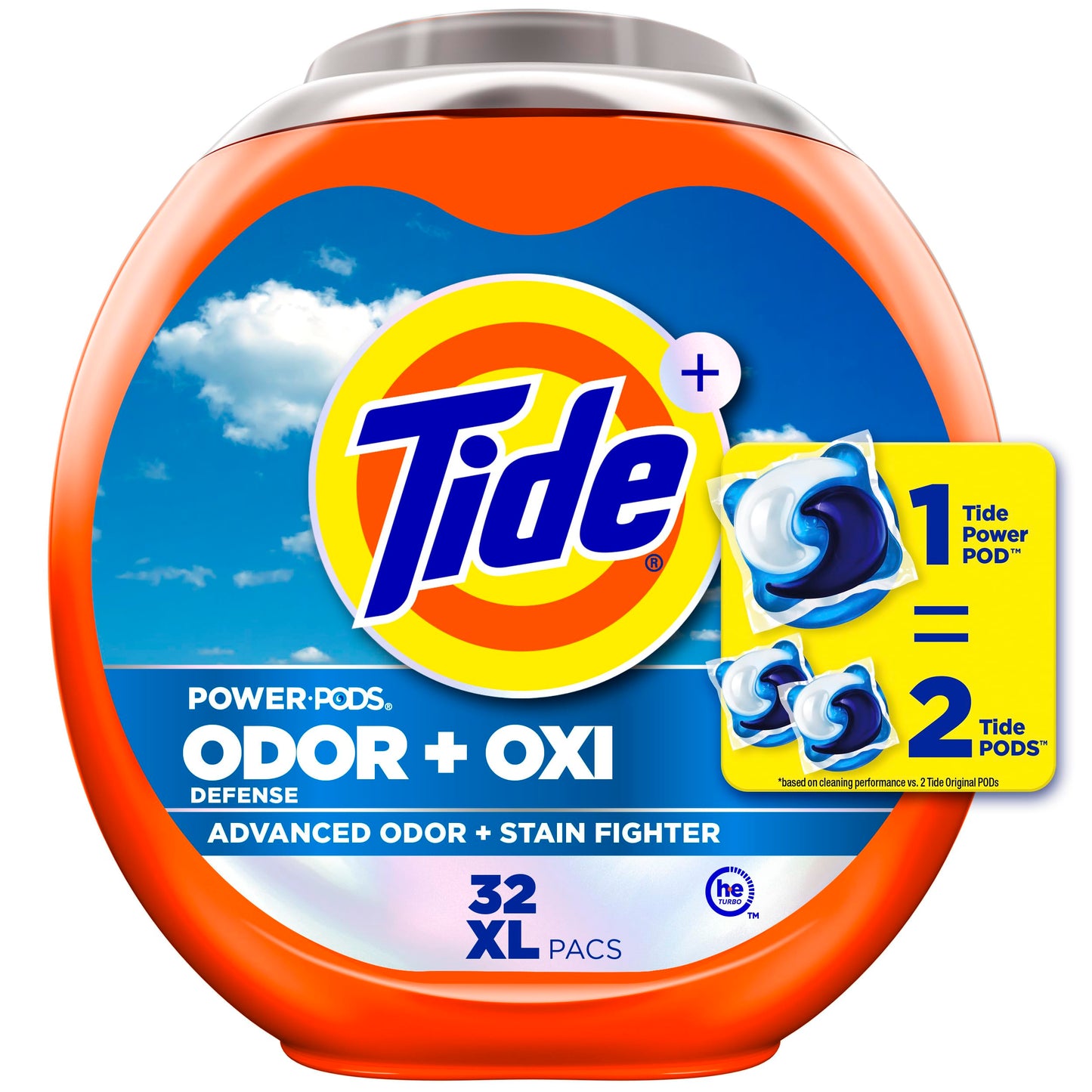 Tide Ultra OXI Power PODS with Odor Eliminators Laundry Detergent Pacs, HE Compatible, Works on Visible and Invisible Dirt, 45 Count Pacs