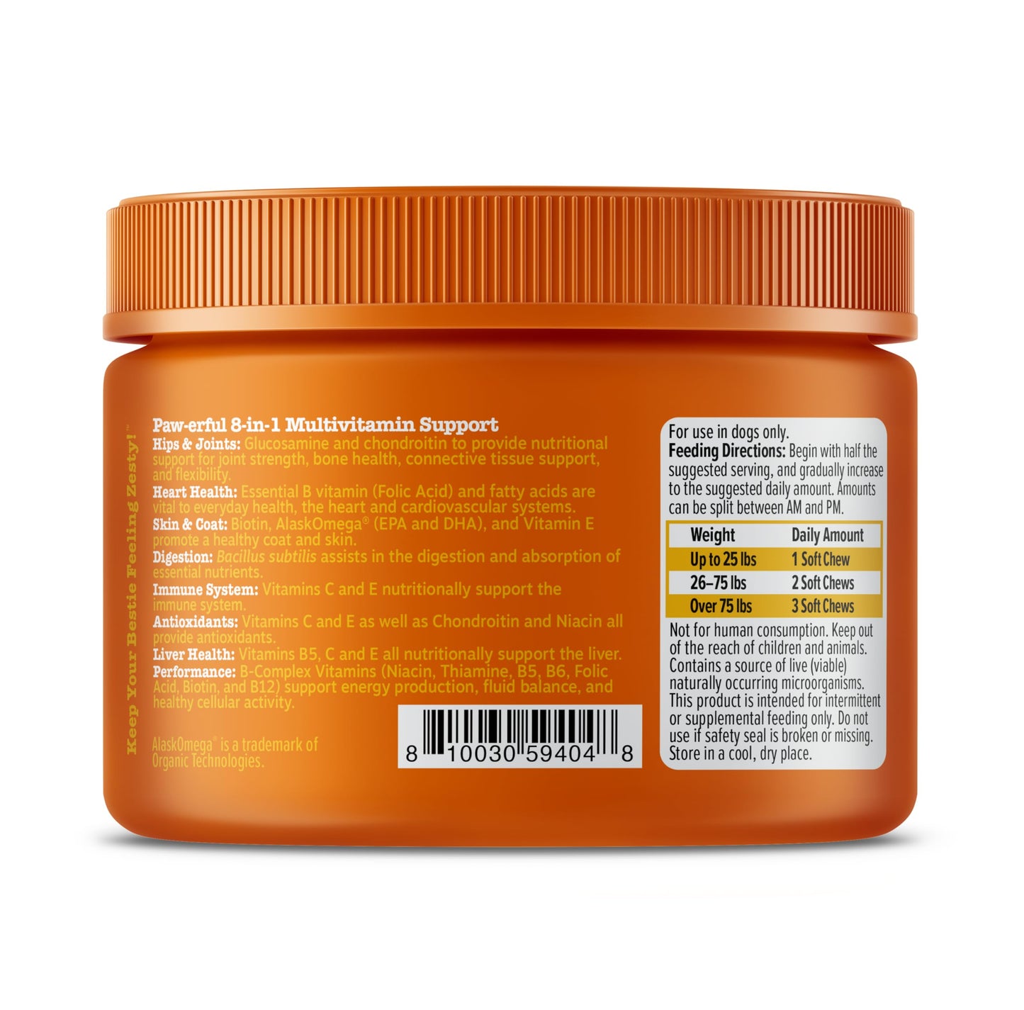 Zesty Paws Multivitamin Treats for Dogs, Glucosamine Chondroitin Joint Support + Digestive Enzymes & Probiotics, Grain Free Dog Vitamins and Supplements for Skin & Coat, Peanut Butter - 90ct