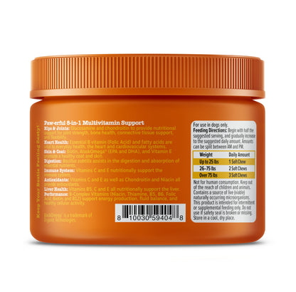 Zesty Paws Multivitamin Treats for Dogs, Glucosamine Chondroitin Joint Support + Digestive Enzymes & Probiotics, Grain Free Dog Vitamins and Supplements for Skin & Coat, Peanut Butter - 90ct