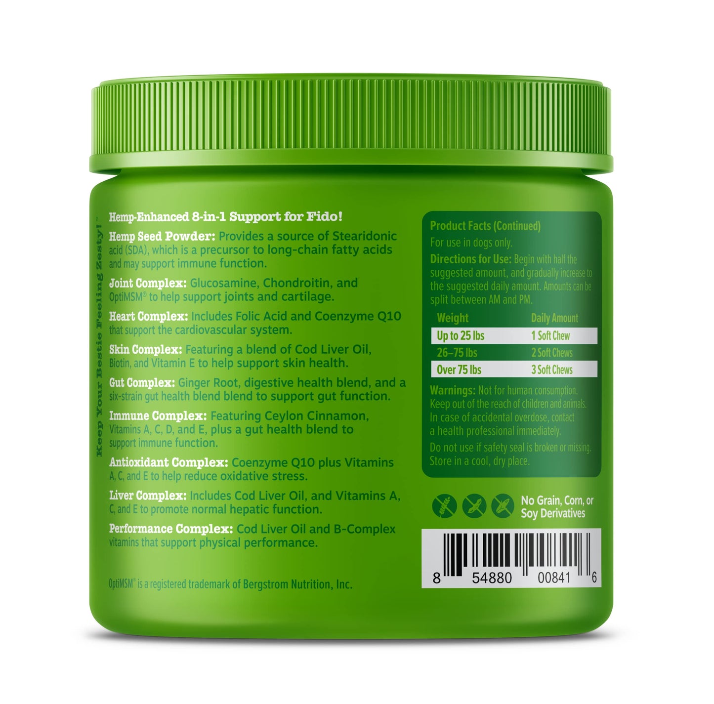 Zesty Paws Multivitamin Treats for Dogs, Glucosamine Chondroitin Joint Support + Digestive Enzymes & Probiotics, Grain Free Dog Vitamins and Supplements for Skin & Coat, Peanut Butter - 90ct