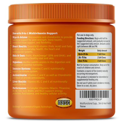 Zesty Paws Multivitamin Treats for Dogs, Glucosamine Chondroitin Joint Support + Digestive Enzymes & Probiotics, Grain Free Dog Vitamins and Supplements for Skin & Coat, Peanut Butter - 90ct