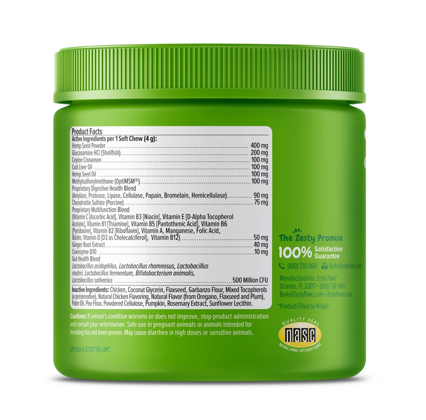 Zesty Paws Multivitamin Treats for Dogs, Glucosamine Chondroitin Joint Support + Digestive Enzymes & Probiotics, Grain Free Dog Vitamins and Supplements for Skin & Coat, Peanut Butter - 90ct